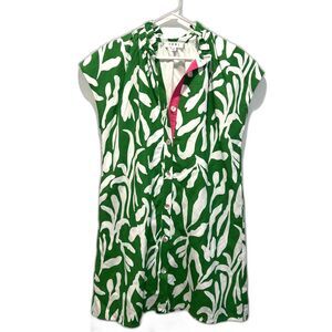 THML Classic Button Trish Dress Women's Size S Green/White